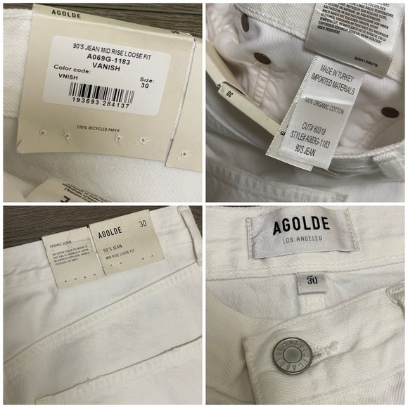 AGOLDE 90s Pinch High Waist Straight Leg Destroyed Organic Cotton Jeans 30 NWT. - Picture 9 of 9